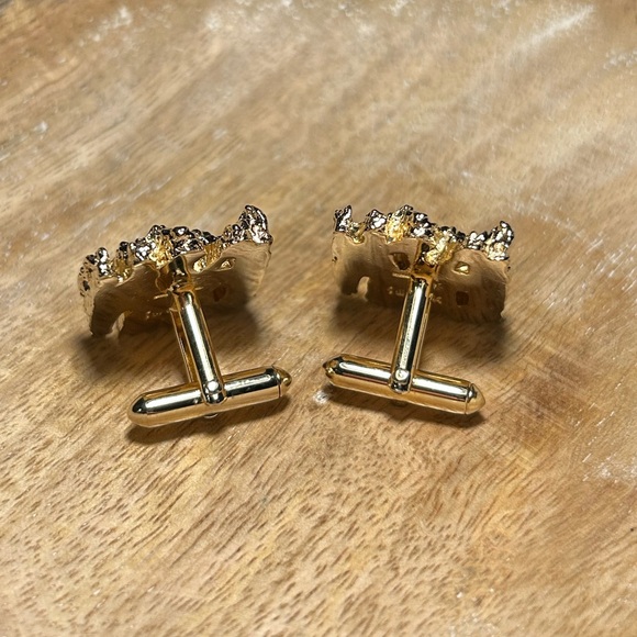 Vintage Swank Nugget & Rhinestone Gold Tone Cufflinks. - Picture 5 of 10